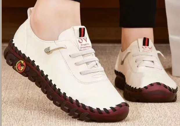 Beautiful white and red color shoes