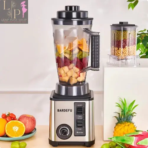 a black kitchen blender where lot of food inside blender and outside blender