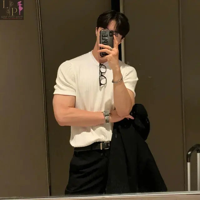 2023 Men's Clothing Luxury Knitted Polo Shirt Lamp Post