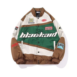 Streetwear Letter Print Motorcycle Jacket Men