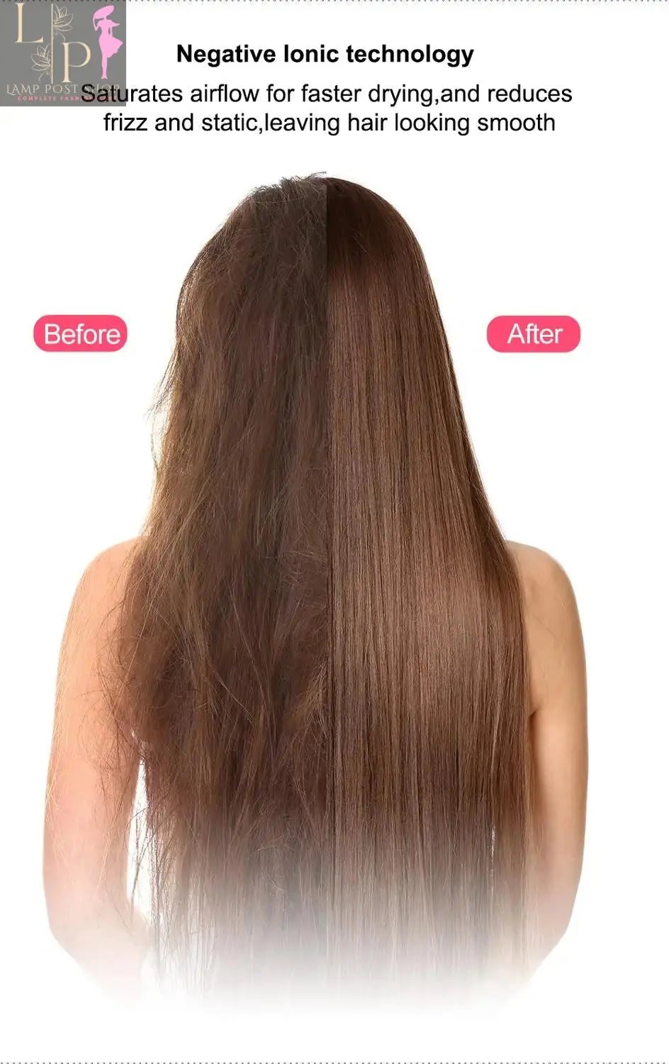 2-in-1 Hair Dryer Hot Air Brush: Combines hair straightener and curler. Electric ion blow dryer brush Lamp Post