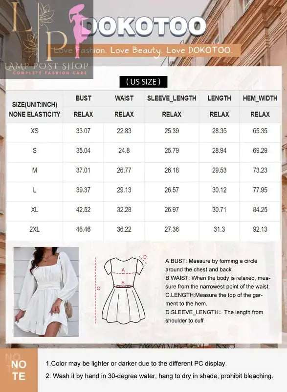 Dokotoo Womens Dress Long Lantern Sleeve Square Neck Tie Backless Sexy Dress Ruffle Elastic Waist A-Line Mini Dress Medium Dark Purple Lamp Post