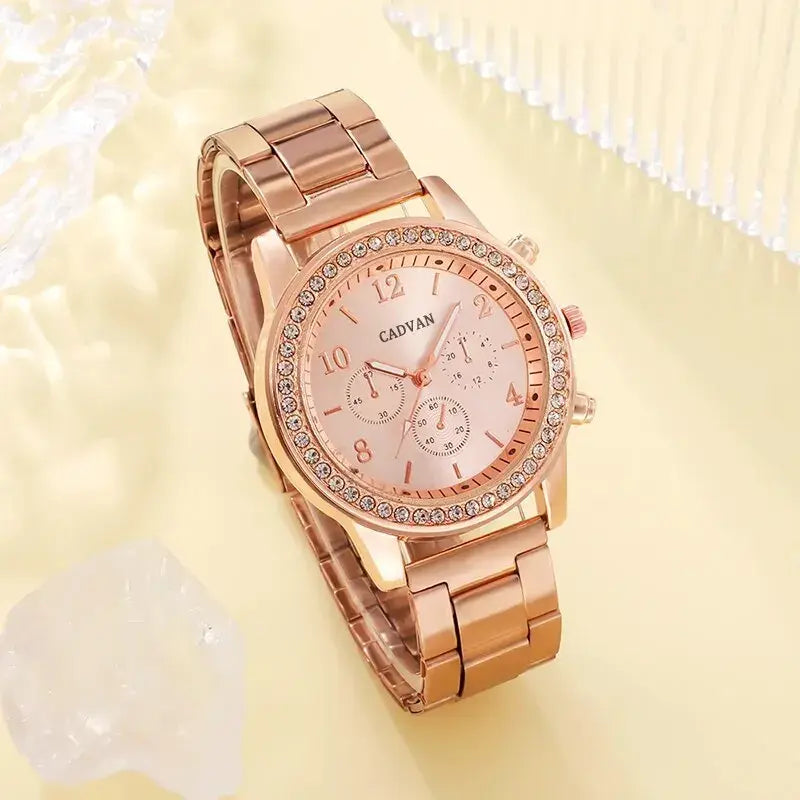 Rose Gold Luxury Watch Set for Women