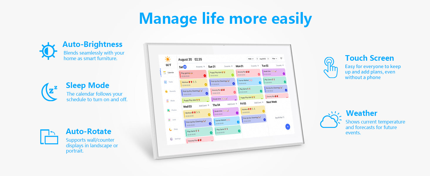 15.6 Inch Smart Digital Calendar, HD Touch Screen Display for Family Schedules