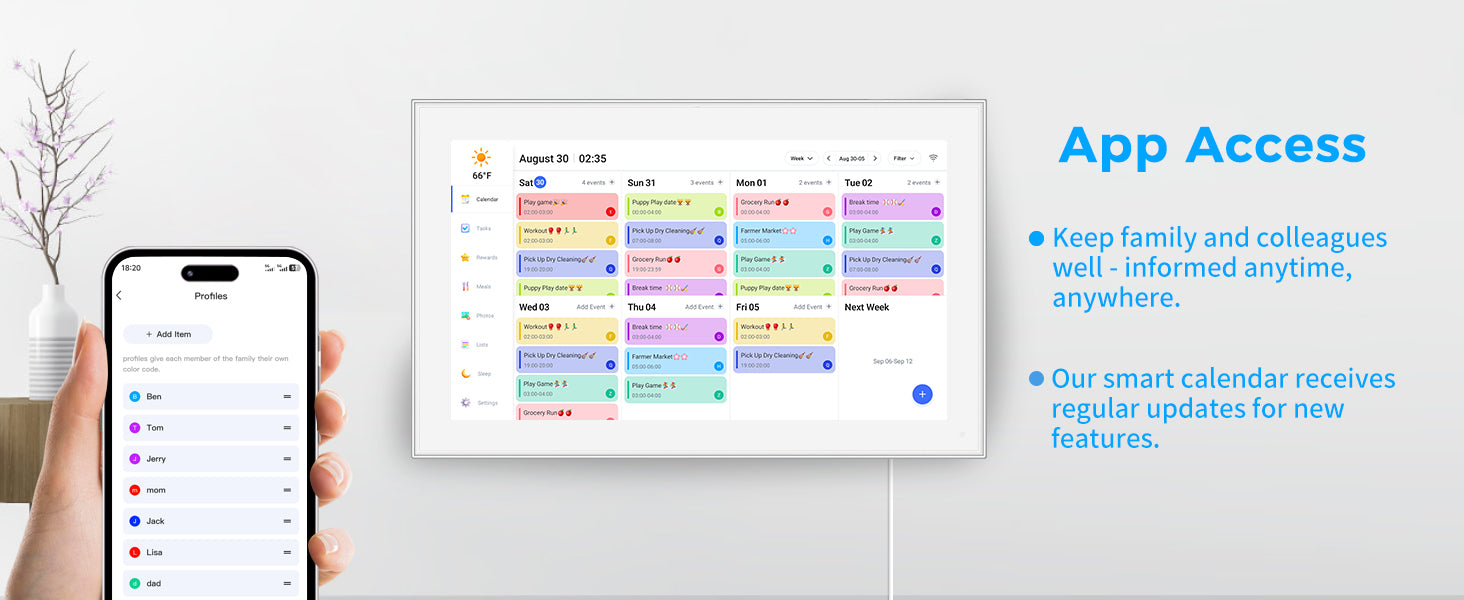 15.6 Inch Smart Digital Calendar, HD Touch Screen Display for Family Schedules