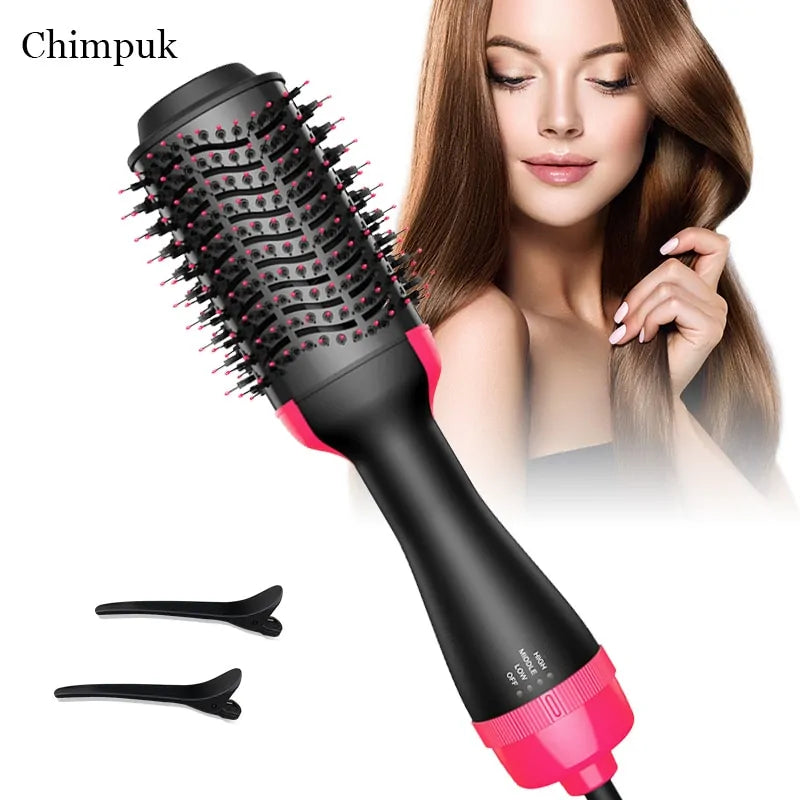 2-in-1 Hair Dryer Hot Air Brush: Combines hair straightener and curler. Electric ion blow dryer brush Lamp Post