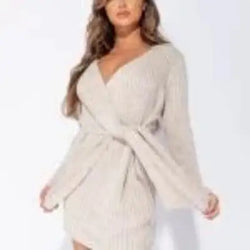 Wrapover Knitted Mini Dress