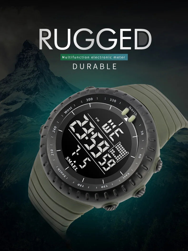 Men's Digital Sports Watch – 50M Waterproof Chronograph with LED Backlight & Alarm