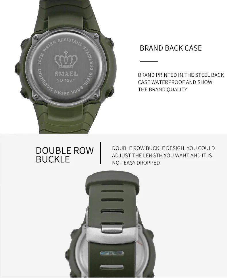 Men's Digital Sports Watch – 50M Waterproof Chronograph with LED Backlight & Alarm