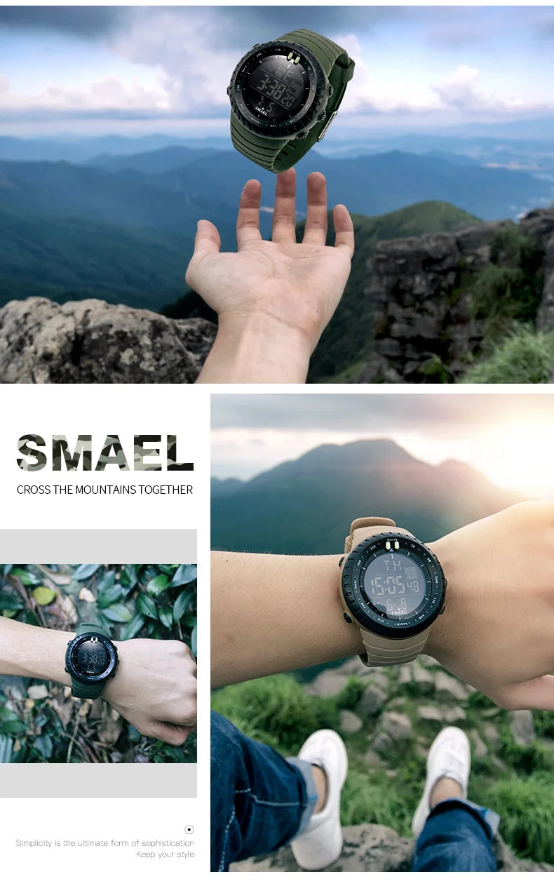 Men's Digital Sports Watch – 50M Waterproof Chronograph with LED Backlight & Alarm