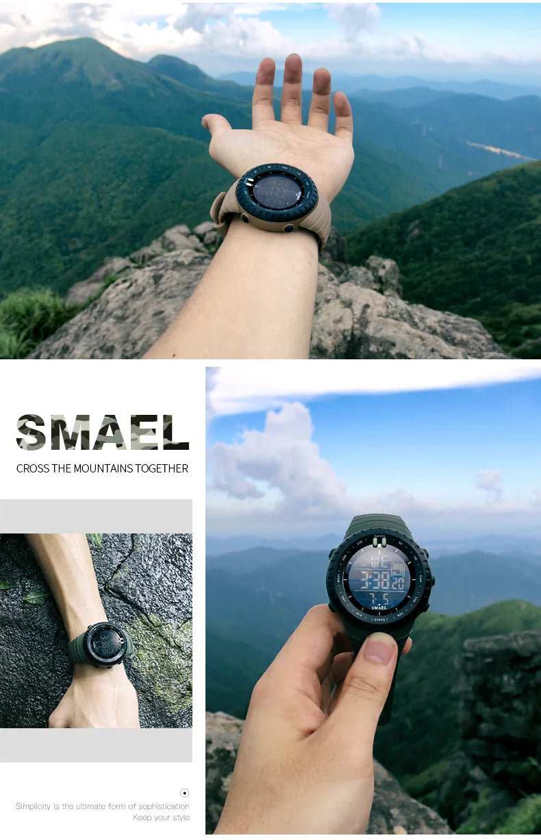 Men's Digital Sports Watch – 50M Waterproof Chronograph with LED Backlight & Alarm