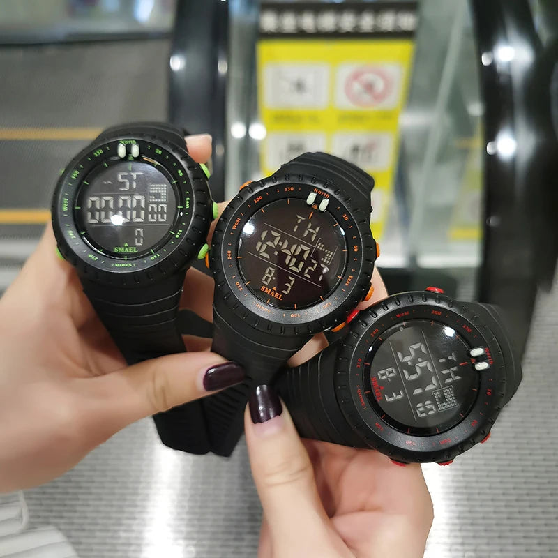 Men's Digital Sports Watch – 50M Waterproof Chronograph with LED Backlight & Alarm