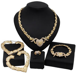 Gold  Wedding Engagement Jewelry Set