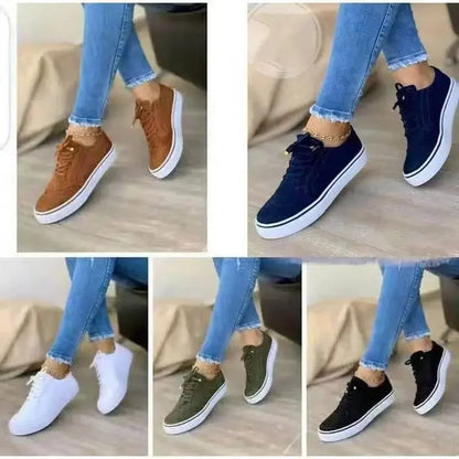 Women's Shoes Round Toe Casual Shoes Flat Shoes Lace-up Walking Shoes Women Versatile Comfortable