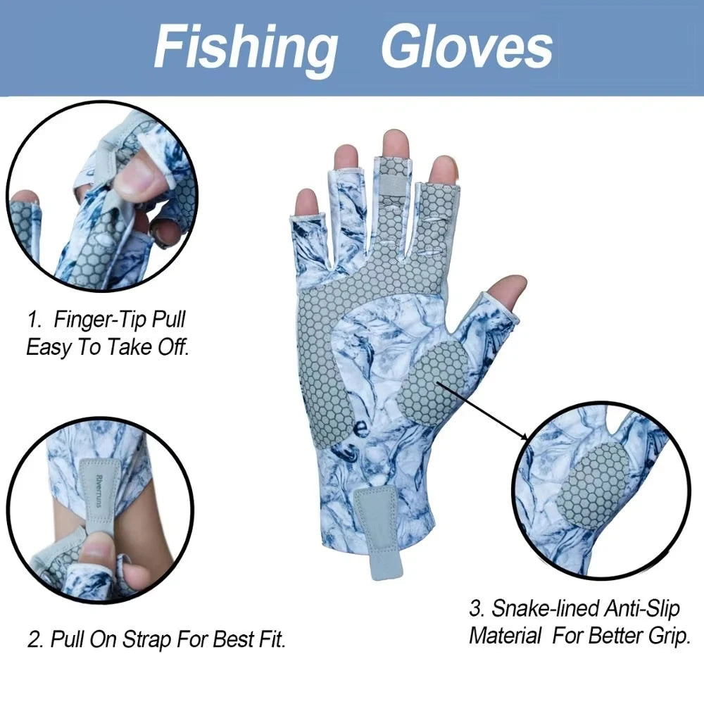 Riverruns Fingerless Fishing Gloves Are Designed for Men and Women Fishing, Boating, Kayaking, Hiking, Running