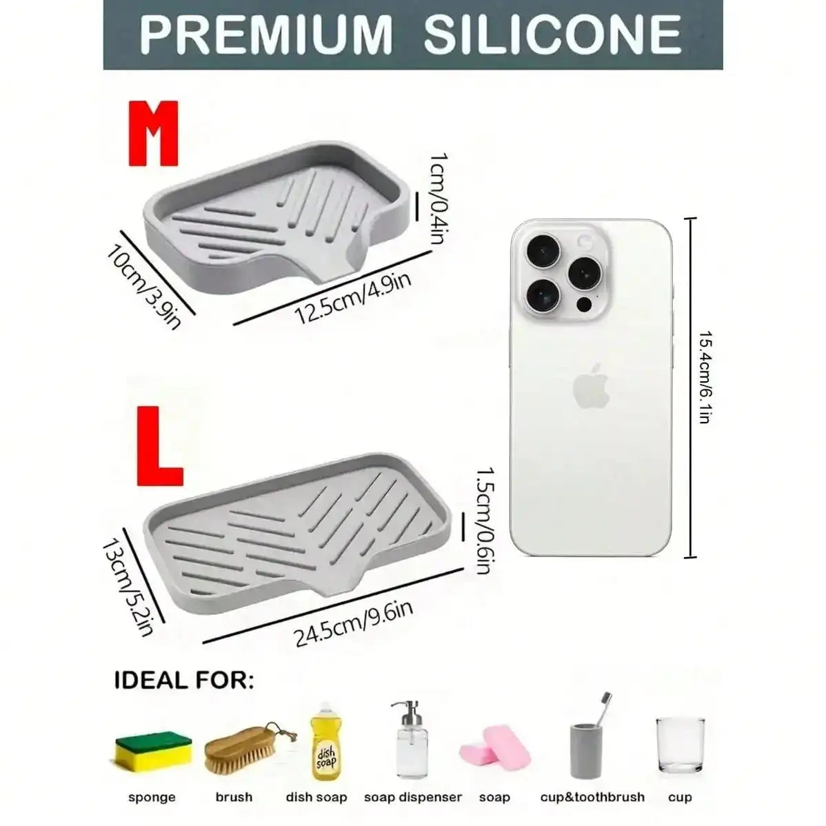 1/2Pcs Silicone Sink Storage Tray, Drain Design Sponge Soap Holder