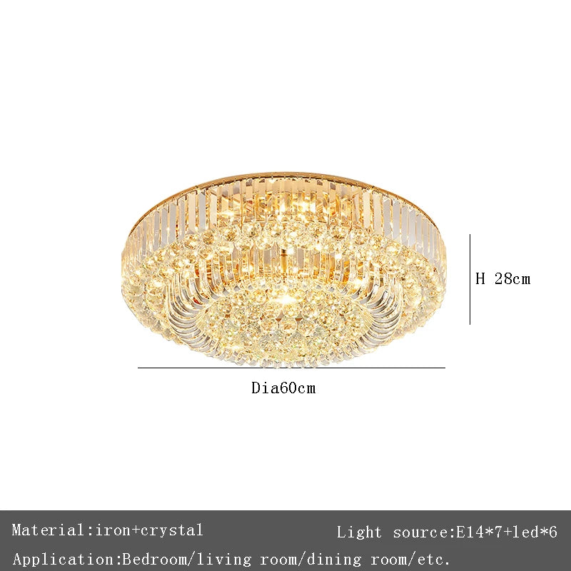 European Crystal LED Ceiling Chandelier for Living Room & Foyer Decor