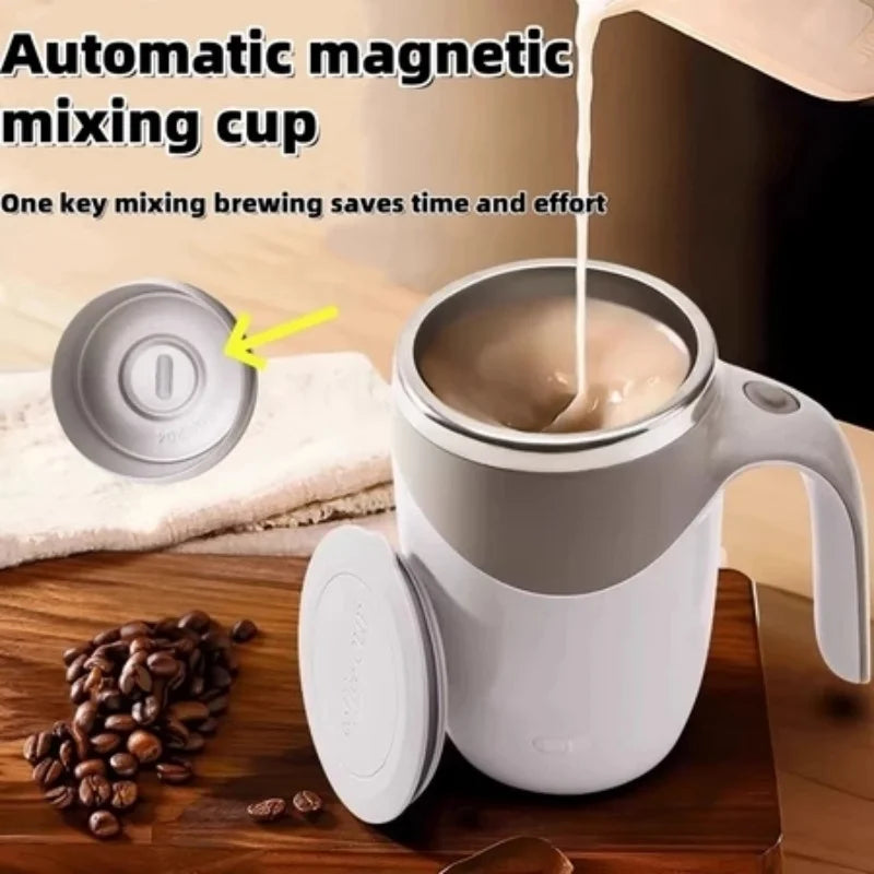 Automatic Self-Mixing Coffee Mug with Magnetic Stirrer – 304 Stainless Steel, Rechargeable Electric Mug for Coffee, Milk & Tea