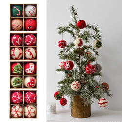 4PCS Snowflake Felt Christmas Ball 2024 Christmas Felt Ball Socks Xmas Tree Pendant Ornaments Festive Holiday Home Decorations