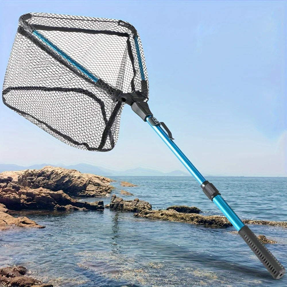 1pc Fishing Net Aluminum Alloy Retractable Triangular Telescopic Folding Fishing Net Folding Fishing Net with Telescopic Pole