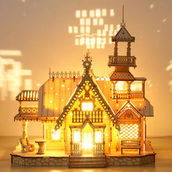 DIY Office Desk Decor- Wood Building Kit -Wooden Model Kits- DIY Desktop Ornaments Carousel for Home Office