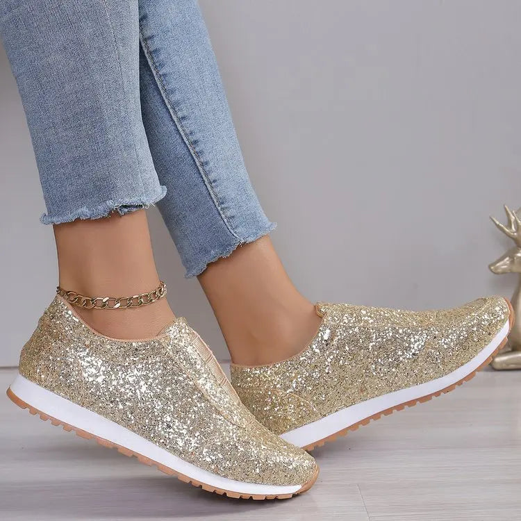 Spring and Autumn Sports Shoes Fashion Casual Golden Comfortable, Lightweight Women's Shoes 2025 Women's