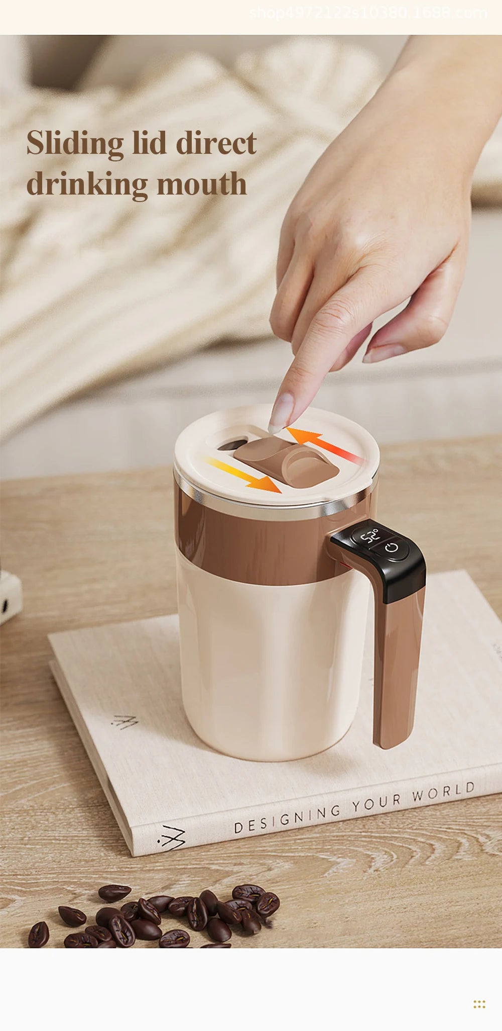 Perfectly Mixed Drinks on the Go – Self-Stirring Stainless-Steel Mug with Magnetic Blender with Lid