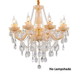 French Champagne Crystal Chandelier Bronze Pendant Lamp for Dining