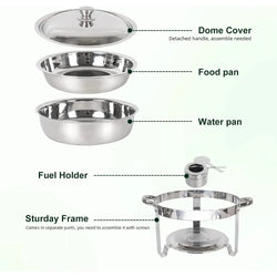 Chafing Dish Buffet Set of 2 Pack: 5QT Round Stainless-Steel Chafer for Catering