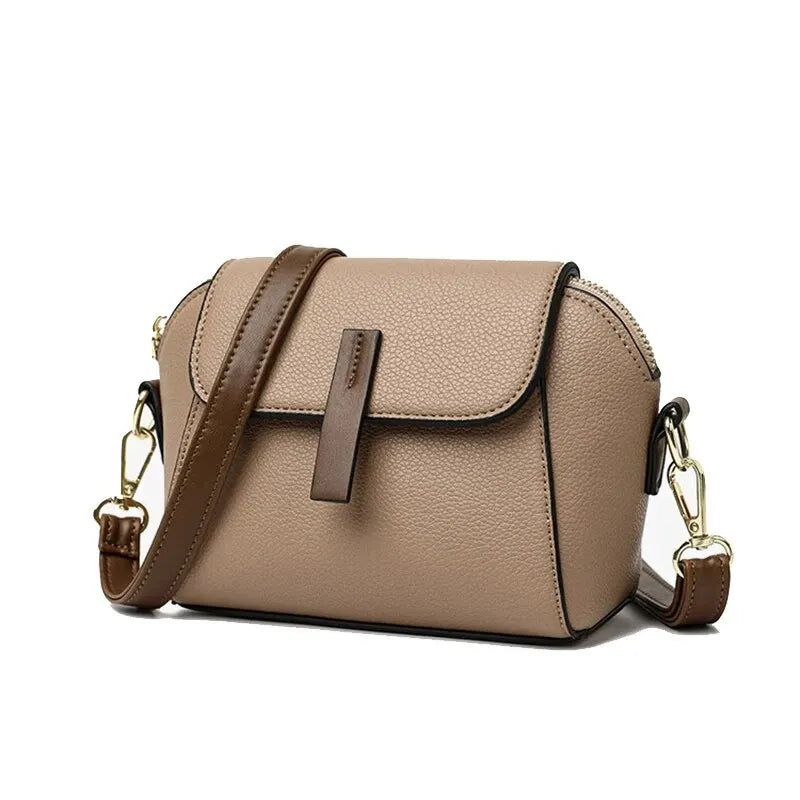 Leather Shoulder Bag For Women Solid Color Flap Crossbody Bag