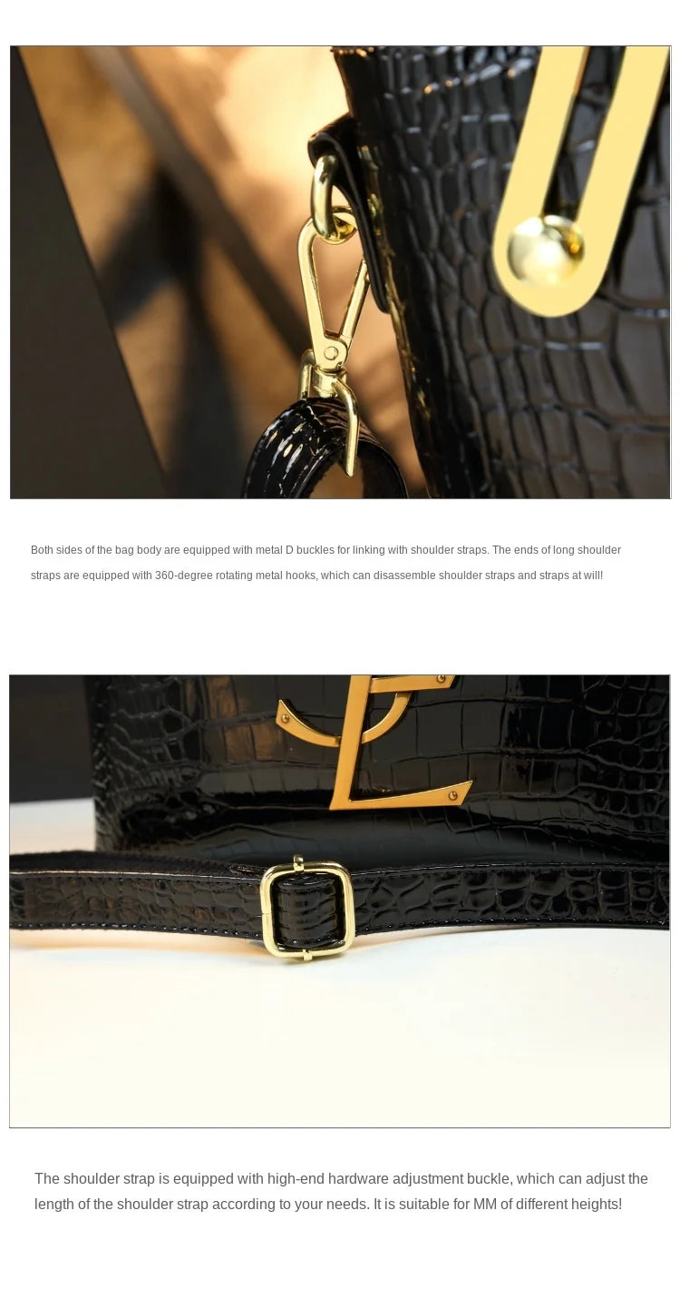 Women's Crocodile Pattern Large Capacity Tote Bag Ladies Handbag Can Be Shoulder-carried Microfiber Gradient Color Luxury