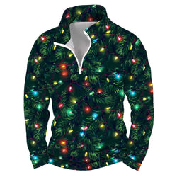 3D-Printed Christmas Tree Hoodie, Y2K Fashion, Oversized Long-Sleeve Pullover for Men