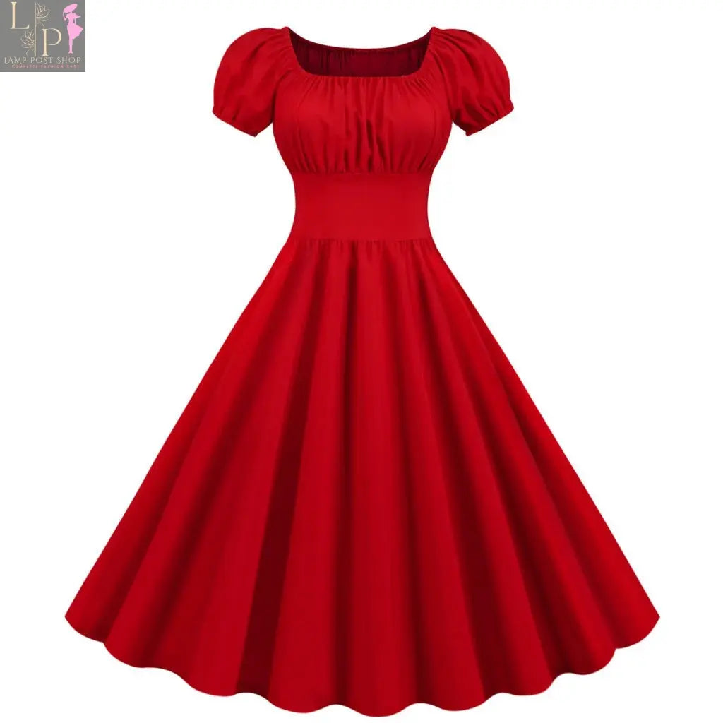 Women Summer Dress V Neck Big Swing Vintage Dress Robe Femme Elegant Retro Pin up Party Evening Midi Dresses Lamp Post