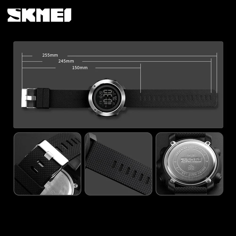 Men's Fashion Digital Watch – Waterproof Sports Watch with Alarm