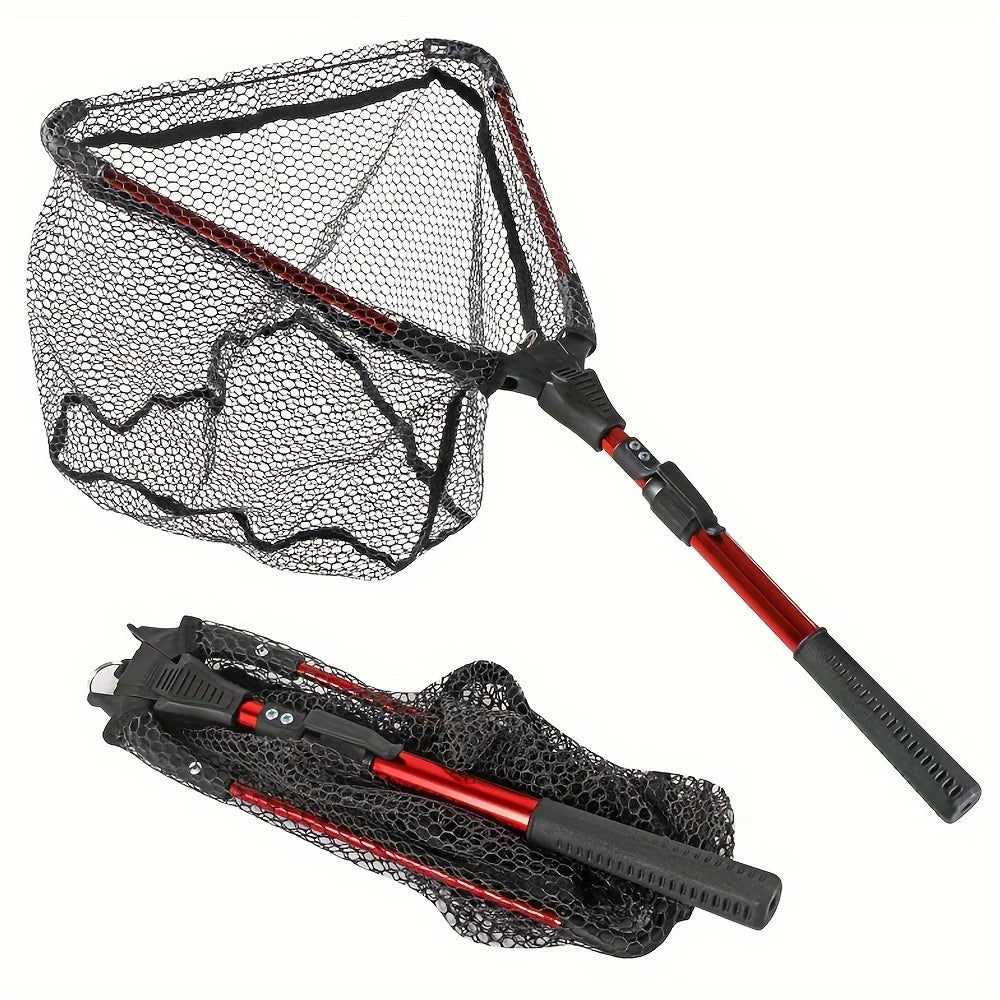 1pc Fishing Net Aluminum Alloy Retractable Triangular Telescopic Folding Fishing Net Folding Fishing Net with Telescopic Pole