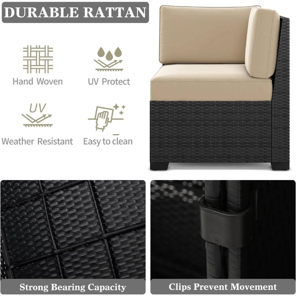 Sectional Sofa Conversation Sets- 13 Pieces Outdoor Patio Furniture Set with 44" Fire Pit Table, Patio Furniture Set- weather resistant outdoor furniture