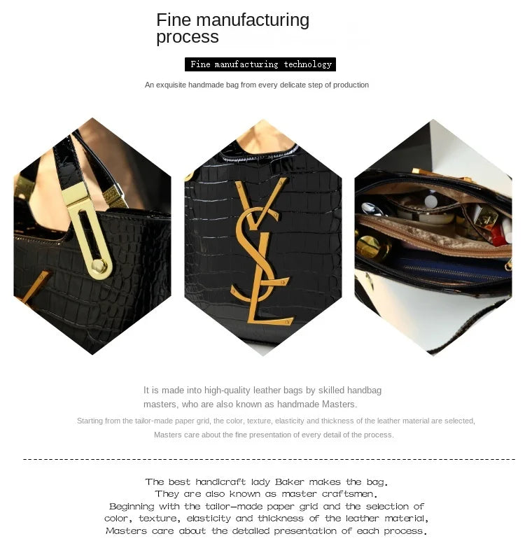 Women's Crocodile Pattern Large Capacity Tote Bag Ladies Handbag Can Be Shoulder-carried Microfiber Gradient Color Luxury