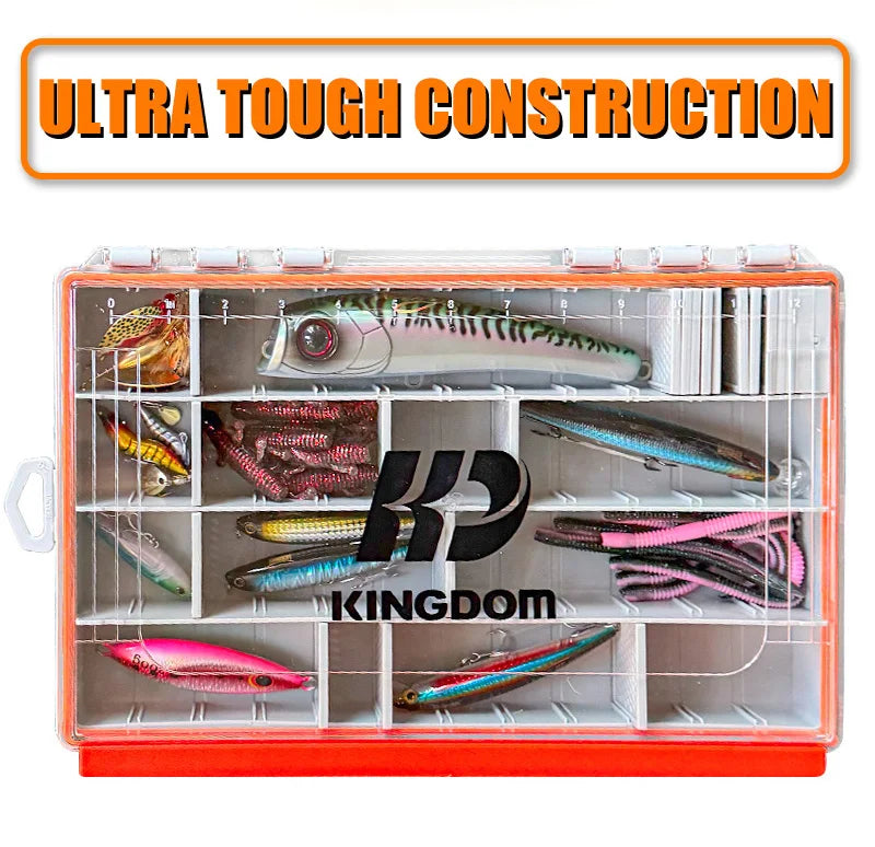 Kingdom Fishing Tackle Box 2 Sizes  Multifunction Tackle Trays Organizer with Removable Dividers Fishing Lure Box