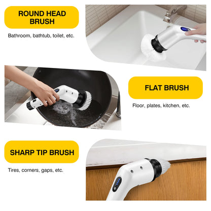 Hand-held Electric Cleaning Brush Bathroom- 3 Items: Multi-functional Automatic Bathroom Cleaning Brush