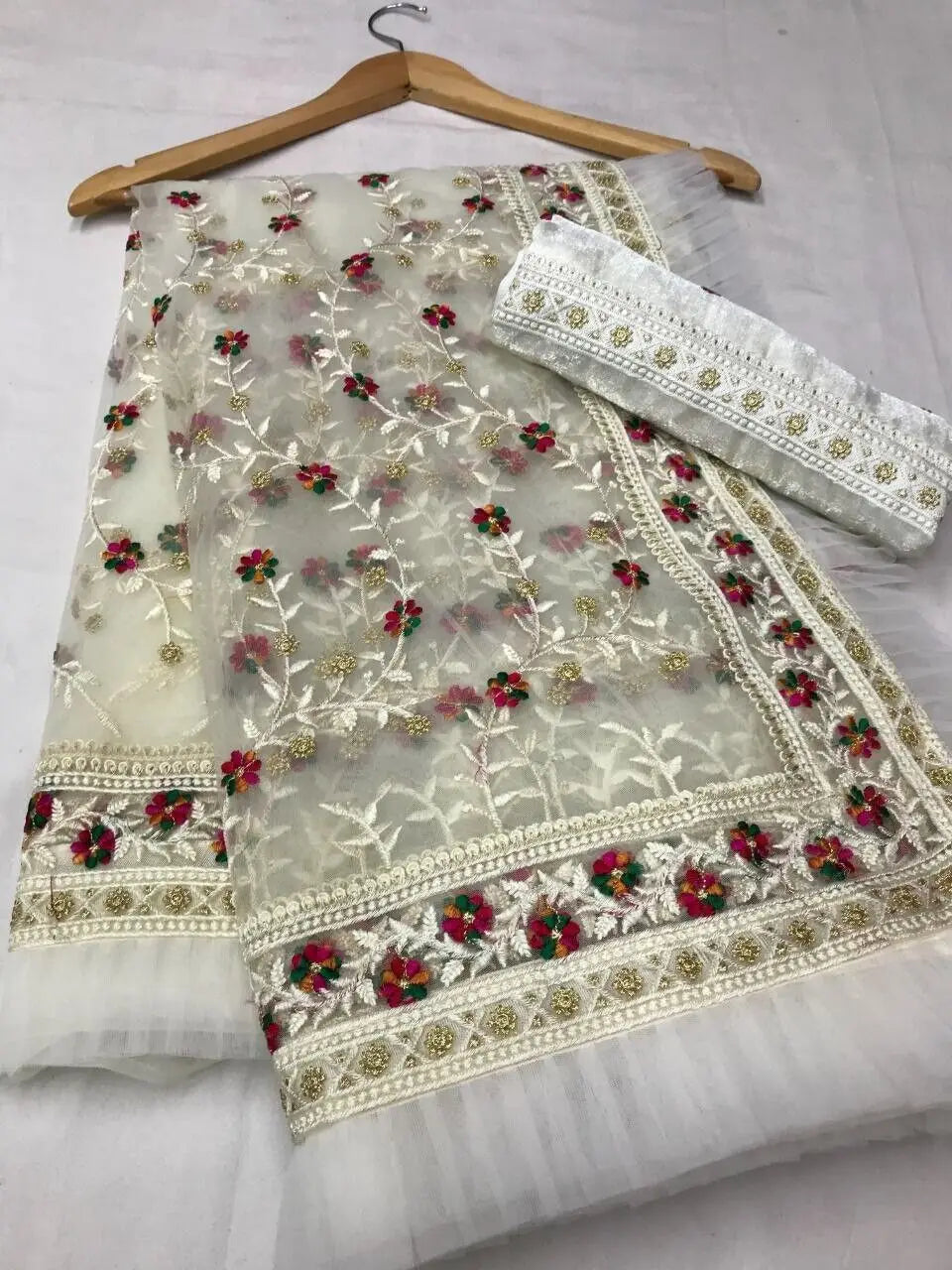 Traditional Embroidery Printing Indian Sarees