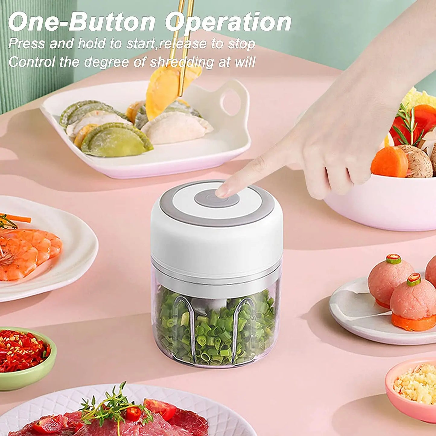 100/250mL Mini Electric Garlic Chopper Vegetable Chili Meat Ginger Masher USB Charging Blenders Kitchen