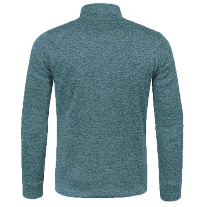 Men's Autumn Winter Warm Knitted Pullover Top, Solid Color, Long Sleeve, Half Zipper, Stand Collar, Casual Sweater, Available in Plus Sizes