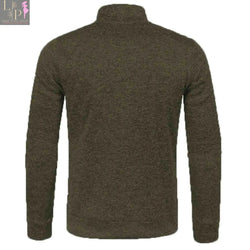 Men's Autumn Winter Warm Knitted Pullover Top, Solid Color, Long Sleeve, Half Zipper, Stand Collar, Casual Sweater, Available in Plus Sizes Lamp Post
