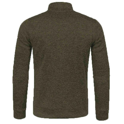 Men's Autumn Winter Warm Knitted Pullover Top, Solid Color, Long Sleeve, Half Zipper, Stand Collar, Casual Sweater, Available in Plus Sizes