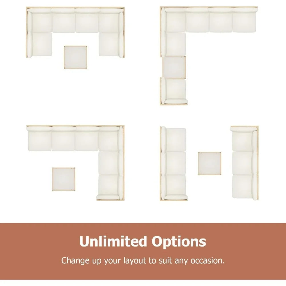 Best Sofa Set for Family Room- 7 Piece Outdoor Patio Furniture Set, Patio Sectional Furniture Set