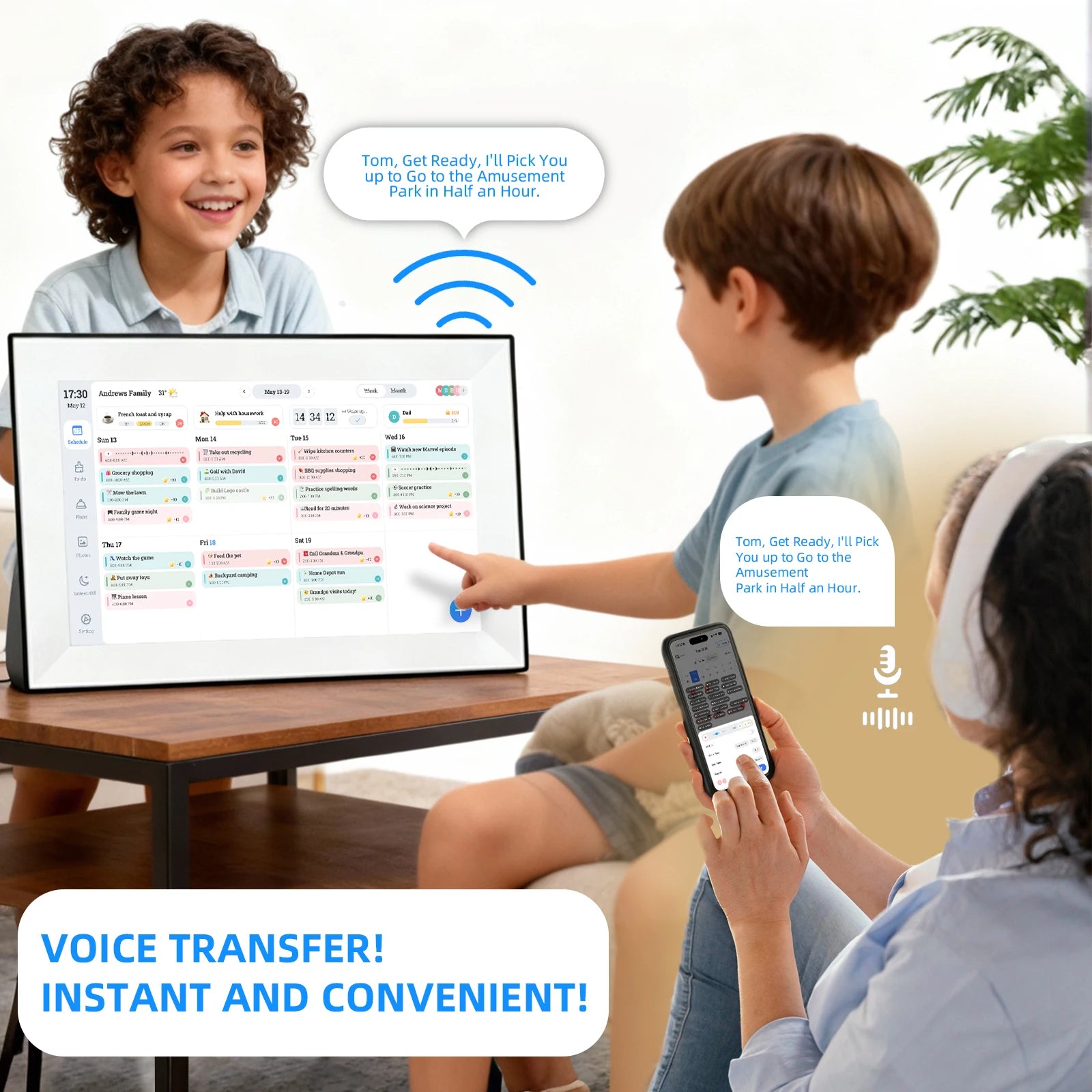 10.1inch Touch Screen Calendar Digital Photo Frame Smart Organizer Auto-Rotate Family Schedule