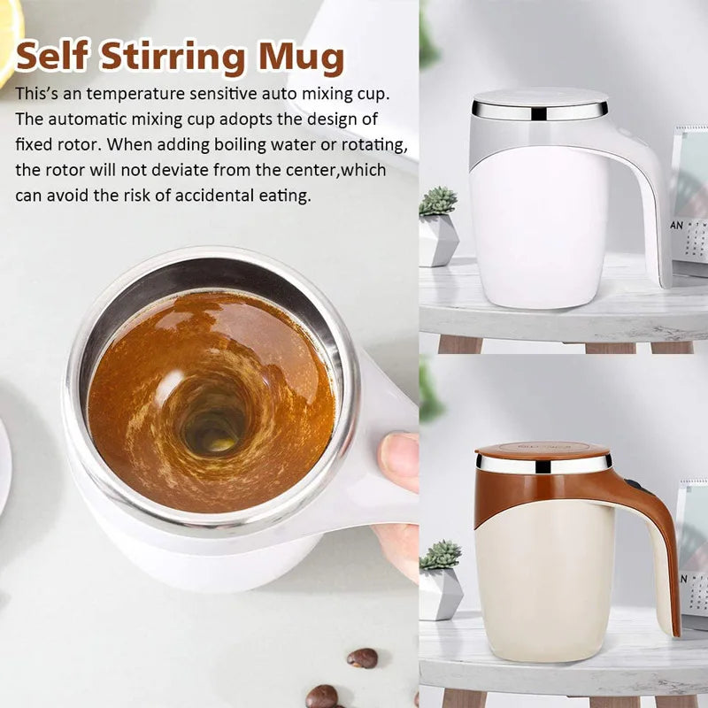 Automatic Self-Mixing Coffee Mug with Magnetic Stirrer – 304 Stainless Steel, Rechargeable Electric Mug for Coffee, Milk & Tea