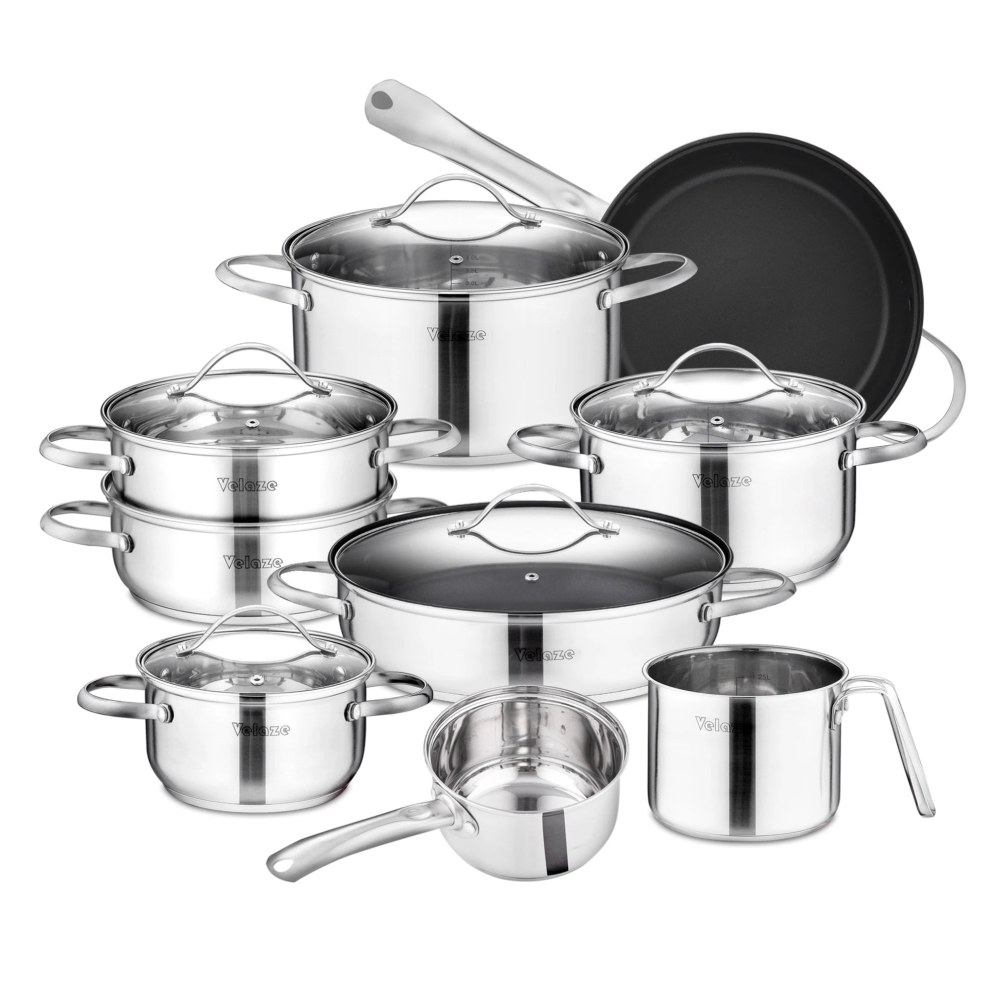 8/9/14-Piece Velaze Stainless Steel Cookware Set - Induction Safe Lamp Post