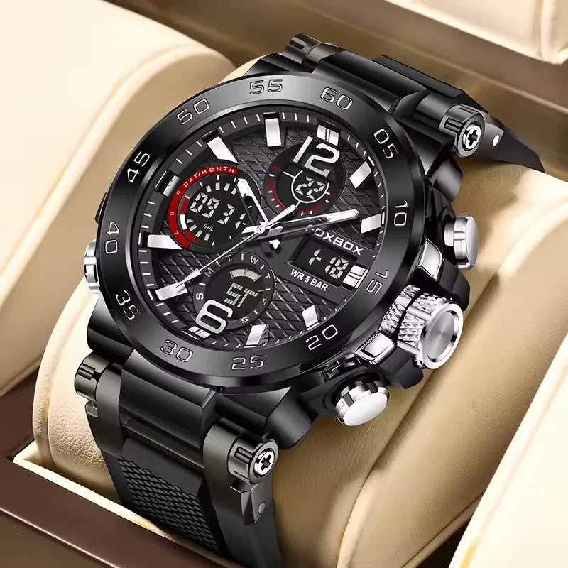 LED Display Men’s Sport Watch – Luminous Waterproof Calendar Quartz Wristwatch