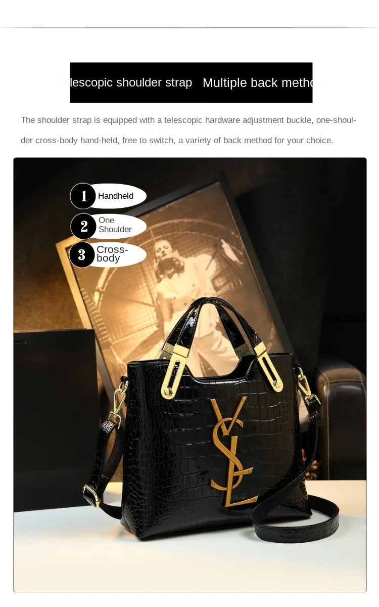 Women's Crocodile Pattern Large Capacity Tote Bag Ladies Handbag Can Be Shoulder-carried Microfiber Gradient Color Luxury